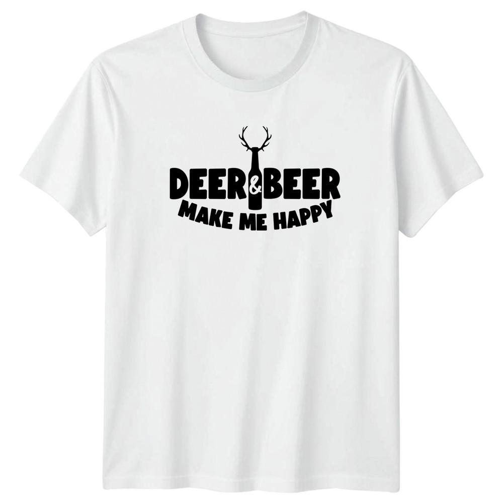 Deer And Beer Make Me Happy Unisexs TShirt Hunting Drinking Fathers Day Gift S