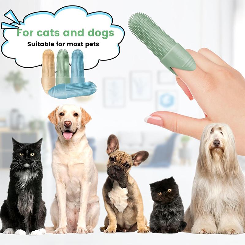 LMETJMA 1 Piece Dog Toothbrush 360° Cleaning Finger Toothbrush For Dogs and Cats Soft Silicone Dog Finger Toothbrush JT391
