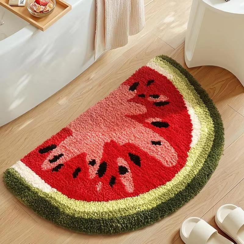 Cute Fruit-Patterned Carpet, Absorbent Semi-Circular Floor Mat For Children'S Bedroom As A Home Decoration