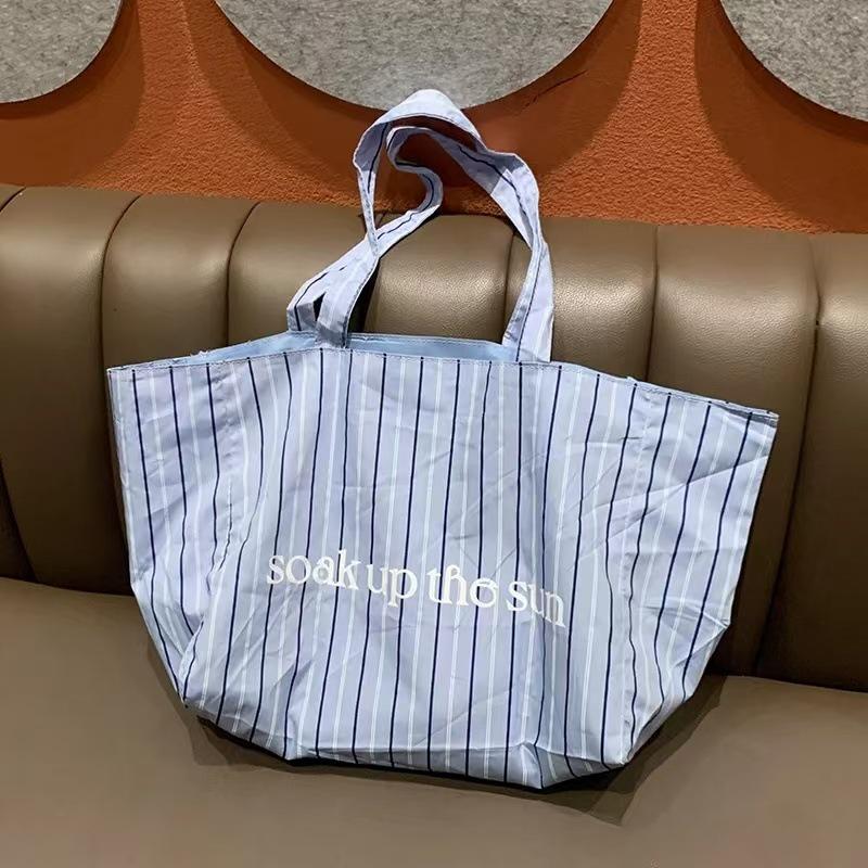 

Полосатая холщовая сумка-тоут в корейском стиле - женская вместительная, универсальная сумка через плечо для поездок на работу