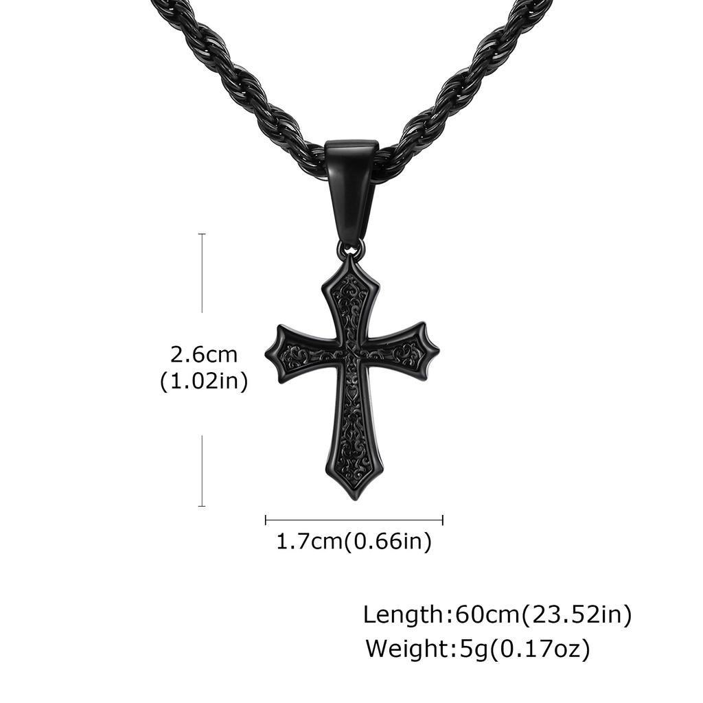 Hiphop Kreuz Halskette für Männer Frauen, 50/55/60cm Edelstahl Kreuz Anhänger, Trendiger Schmuck Geschenk für Ihn Sie