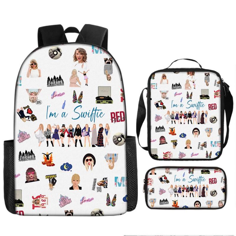 Taylor Swift Themed Kids School Backpack Set Elementary Students Oxford Fabric Breathable Lightweight With Padded Straps