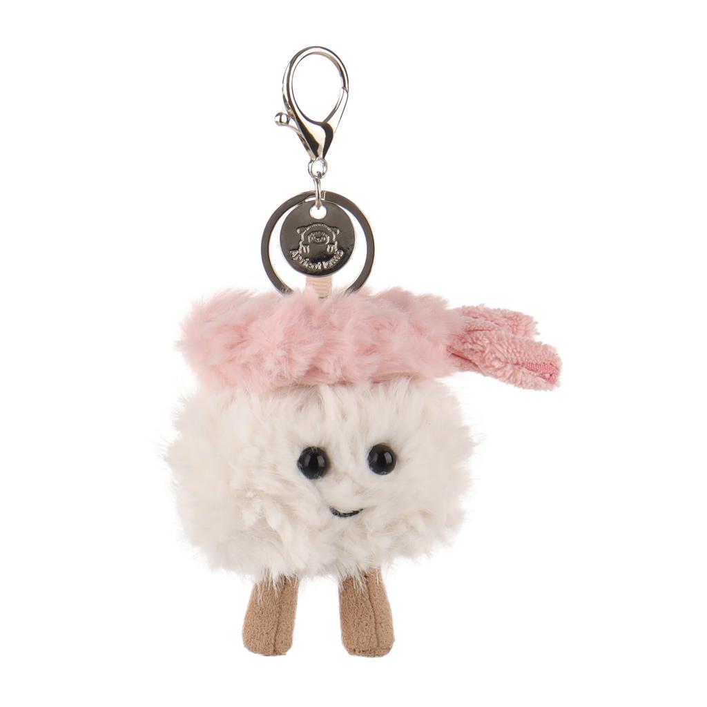 Apricot Lamb Shrimp Sushi Cute Soft Animal Keychain Plush Toy, Suitable for Men and Women, Backpack, Wallet, 7cm