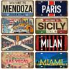 Vintage Metal Sign City Wall Art Retro Poster for Pub Bar Garage Home Decor