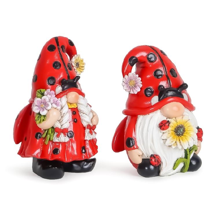 Spring Ladybugs Gnome Scandinavians Tomtes Nisse Swedish Dwarfs for Garden Shelf