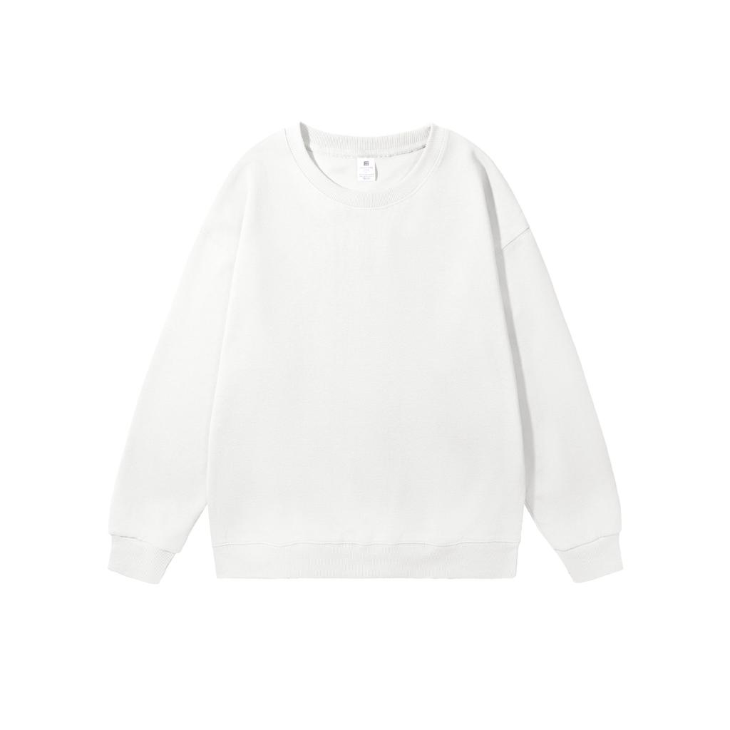 Fashion Loose Solid Color Men's Crew Neck Cotton-Blend Double-Faced Sweatshirt Women's Korean Style Casual Long-Sleeve Couple's Basic Sweatshirt