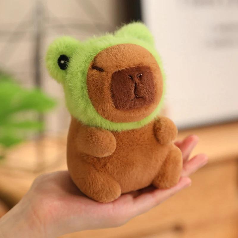 12cm Capybara Small Pendant Simulation Capibara Plushies Anime Toy With Pikachu Rabbit Cat Hat Doll Stuffed Animal Gifts