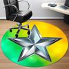 1pc Star Badge Chair Carpet for Office, Round Polyester Mat, Indoor Decor for Office, Easycare Fabric, Washable Non-slip Area Carpet