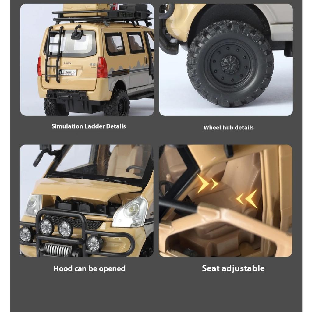 1/24 Alloy Die-cast Mitsubishi VAN Off-road Vehicle Model, Simulated Sound and Light, Children's Toy Car, Removable Accessories, Boys' Gift