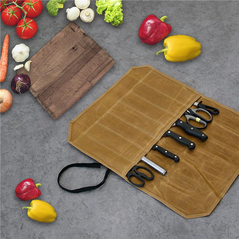 Chef Knife Bag Kitchen Roll Bag Canvas Chef Knife Bag Kitchen Roll Bag Portable Durable Storage Camping Storage Bags