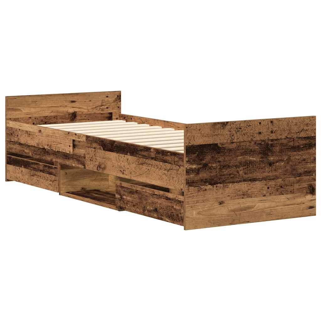 Rama Łóżka Bez Materaca Stare Drewno 100X200Cm Drewno Klejone