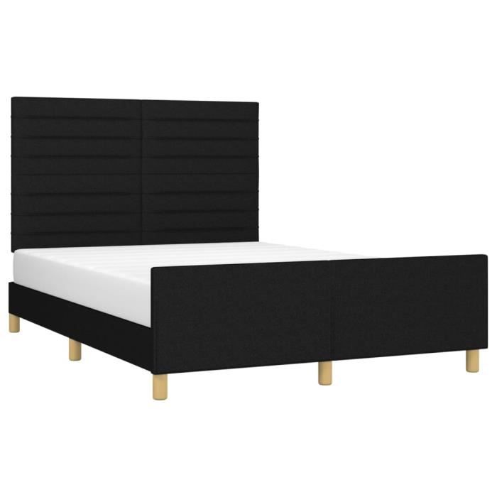 VidaXL Cadre de lit avec tête de lit Noir 140x190 cm Tissu3125132
