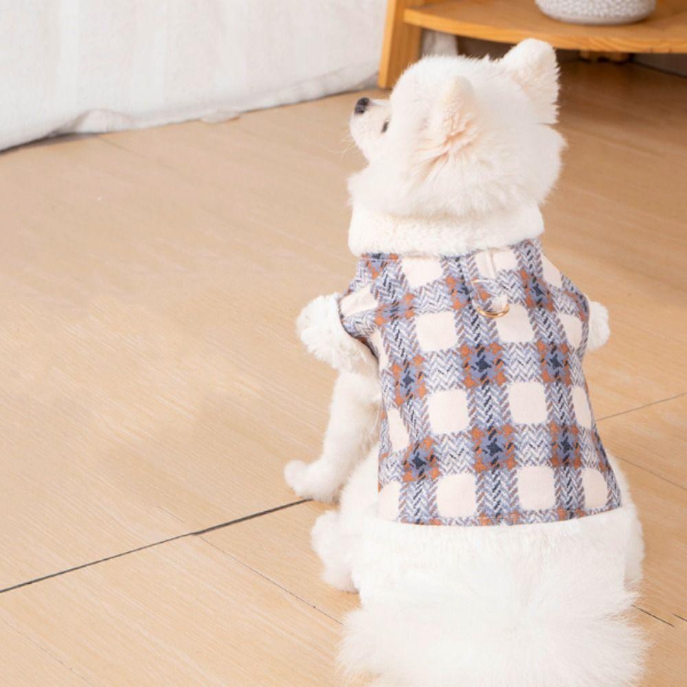 

Warm Winter Dog Vest Plaid Fur Collar Dogs Coat Pet Jacket Outfits Dog Warm Plush Vest Winter