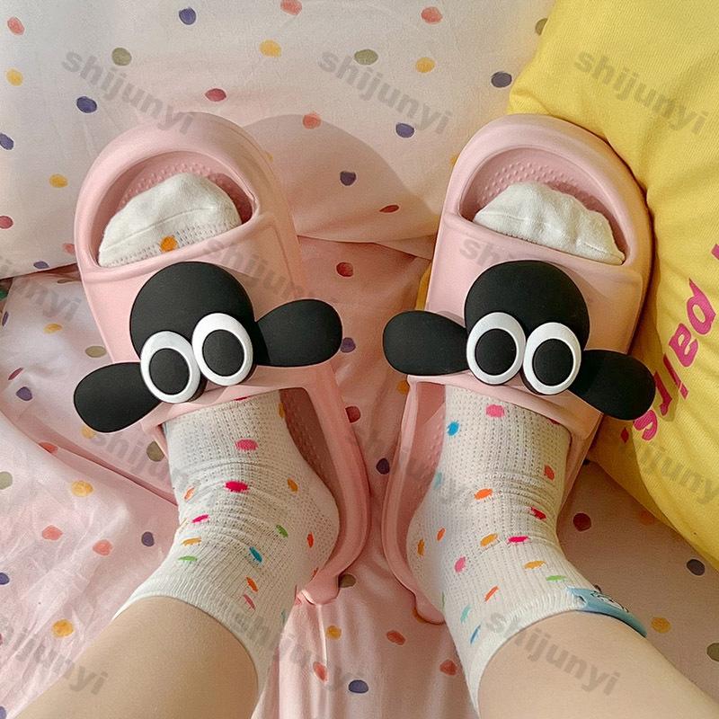 Fashion Women Cute Sheep Sandals Summer New Design Thick Sole Flip Flops Beach Slides Home Casual Shoes Flat Female Eva House Slippers
