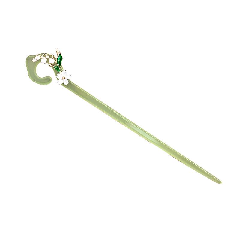 Starożytny Styl Super Wróżkowy Spinka do Włosów z Orchideą Dzwonkową Nowa Chińska Prosta Bambusowa Nieregularna Żywiczna Spinka do Włosów Akcesorium do Hanfu Cheongsam