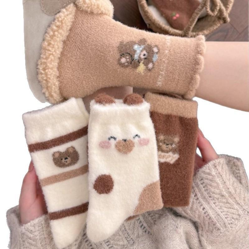 Medium Socks Stockings Stockings Warm Kitten Season Plush Cute Australian Velvet Thickened Fleece Socks Girls Winter