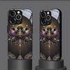 Golden Lotus Flower Pattern Tempered Glass Black Phone Case For Samsung Galaxy S25 S24 S23 Ultra Plus FE Shockproof Cover
