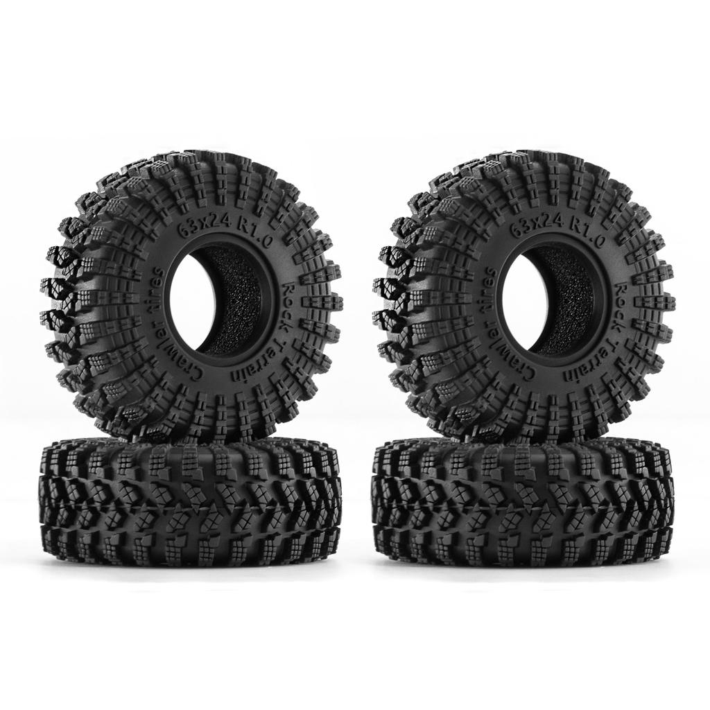 4PCS 1.0" RC Crawler Car Rubber Wheel Tires for 1/18 Traxxas TRX4M 1/24 Axial SCX24 FMS AX24 FCX24 Ascent-18 Upgrade Parts