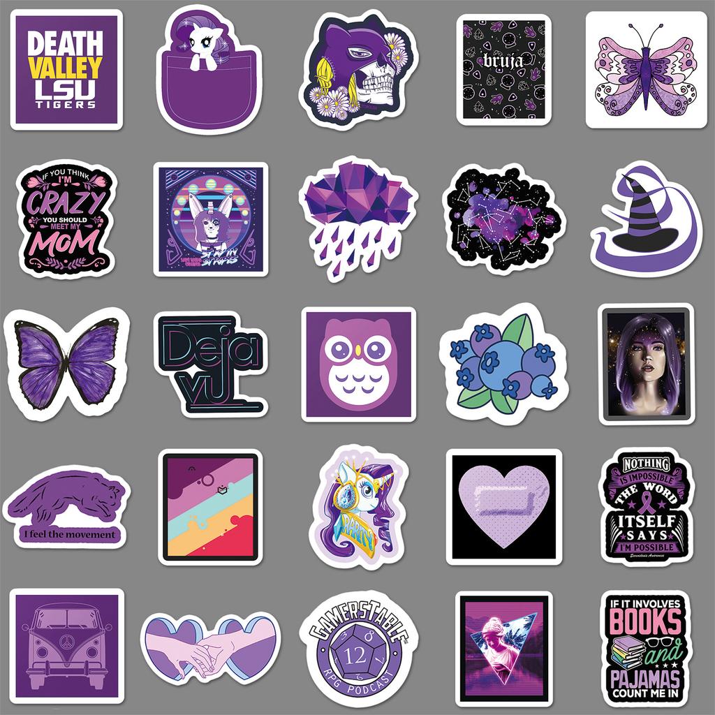 55 Purple Small Fresh Graffiti Personalized Laptop Suitcase Car Decoration Waterproof Stickers