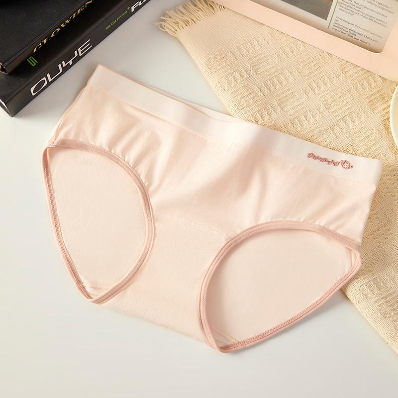 "80-Count Xinjiang Cotton Antibacterial Women's Mid-Waist Briefs - Pure Cotton, Long Crotch, Comfortable Macaron Colors"