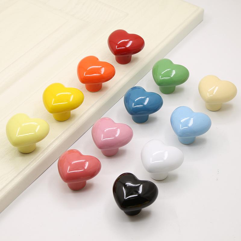 Colorful Heart-Shaped Ceramic Drawer Handle
