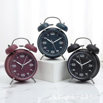 Factory Direct Sale 4-inch Metal Bell Alarm Clock Three-dimensional Convex Character Silent Alarm