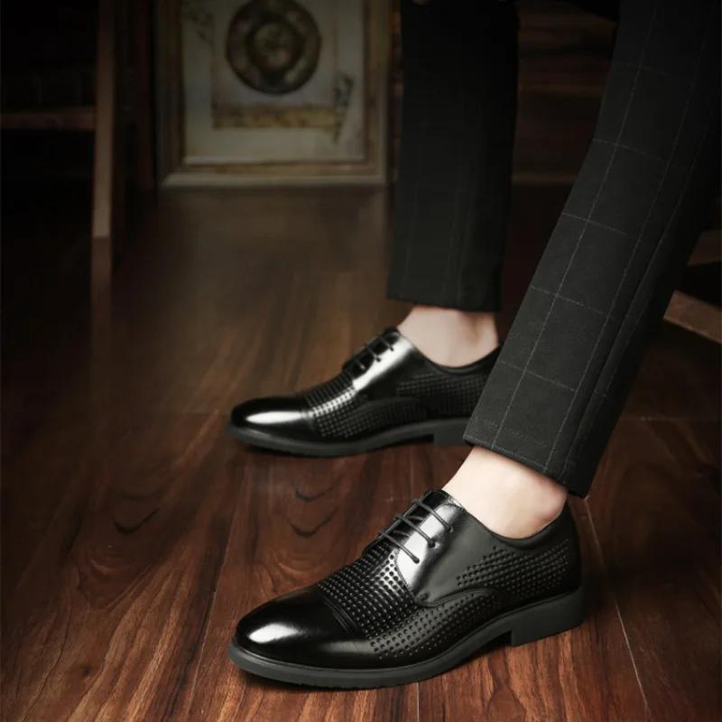 Korean Style Solid Color Men's Formal Shoes Spring Autumn Office Leather Casual Clothing 2026 Not Official New Social Shoe Male