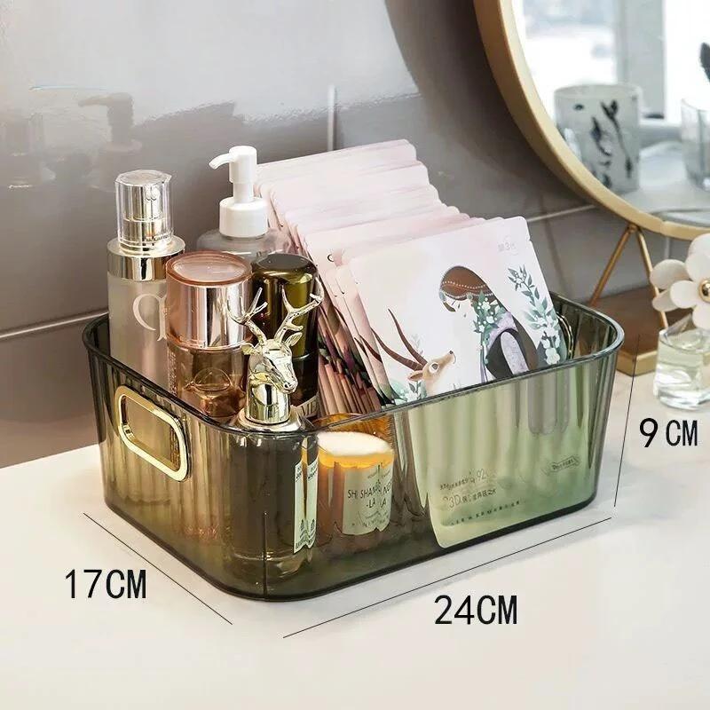 Luxury Acrylic Transparent Storage Box for Beauty Products and Cosmetics on Desk with Lipstick Basket and Facial Mask Organizer