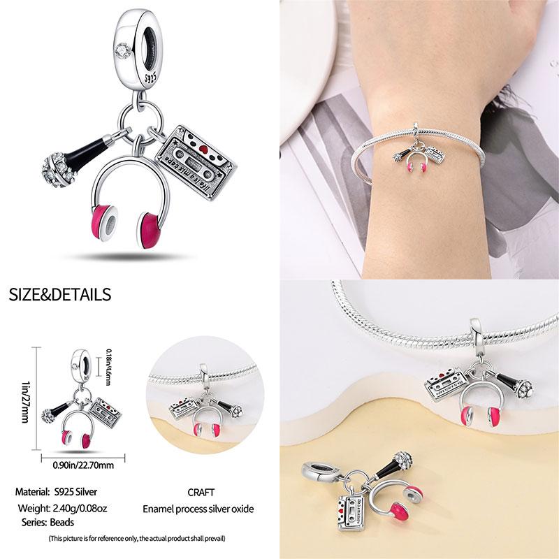 100 Copper Bluetooth Headset Charm Bead Charms Beaded Compatible With Authentic Bracelets Do It Yourself Jewellery Making Women Gifts