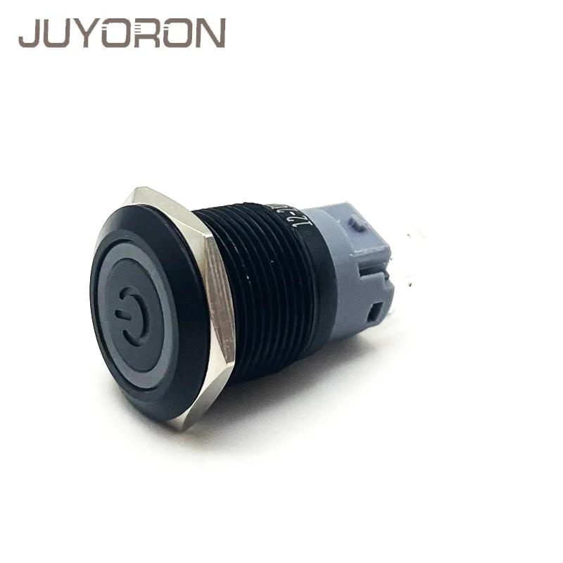 Black Metal Push Button Switch 12/16/19/22mm Start Stop On Off Momentary Led Light Power Switch 5V 12V 24V Electrical Outlets