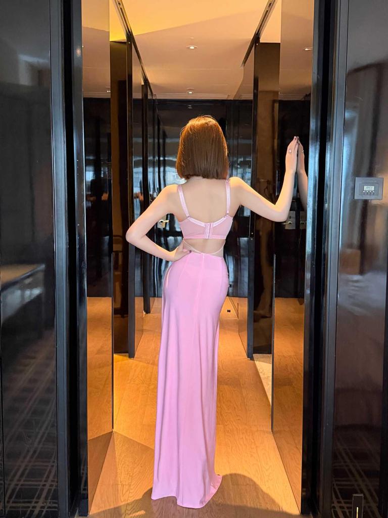 Sexy Nightclub Deep V Long Dress with Thickened Cups & High Slit