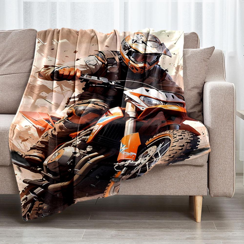Off-road Motorcycles Theme Printed Blanket - Perfect for Couch, Bed, Travel & Outdoor Use | Machine Washable, Cozy & Durable.