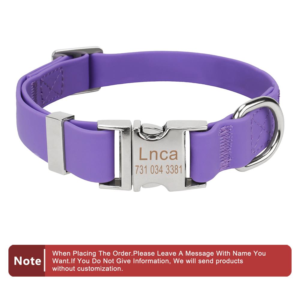 

Personalized Silicone Pet Collar PVC Waterproof Adjustable Custom Dog Collar Free Engraving Name and Phone Tag Pet Accessories neck 21-27cm фіолетовий