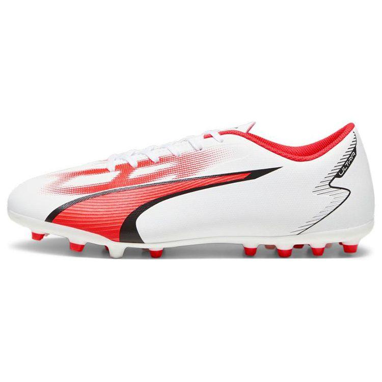 Puma Ultra Play Round Toe Lace-Up AG FG Soccer Shoes Men Soccer Shoes White Black Red 107527-01