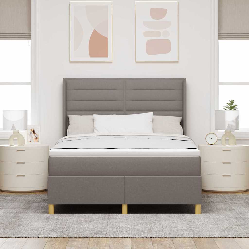 Box Spring Bed with Headboard Taupe 160 x 200 cm Fabric