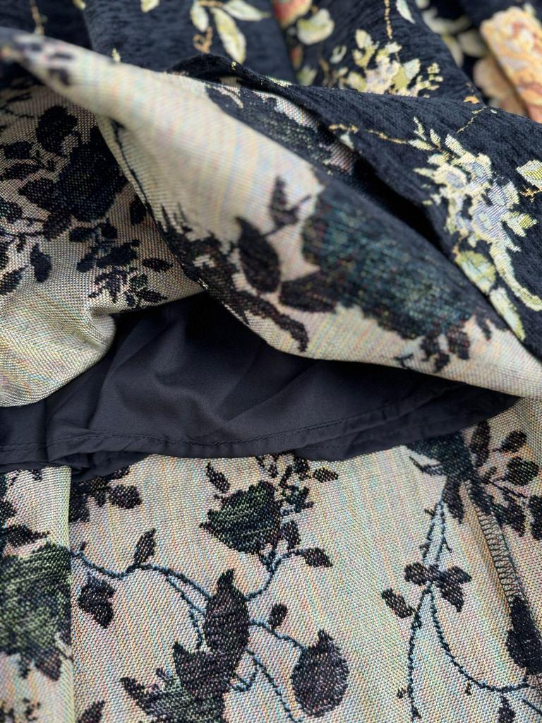 High-End Luxury 3D Embroidered Spring Midi A-line Umbrella Skirt - Versatile Commute Wear