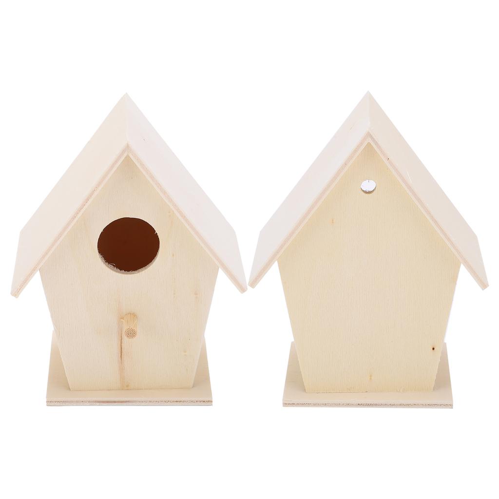 Hanging Bird House Wooden DIY Bird Feeder Houses for Decorations Indoors GardensSingle Layer No. 3