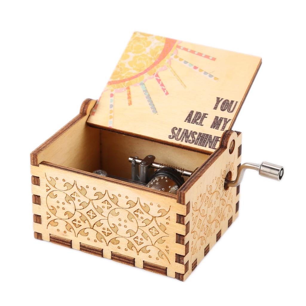 Wooden Hand Crank Music Box Bohemian Rhapsody Theme You Are My Sunshine Music Box Musica Theme Birthday Christmas Gift