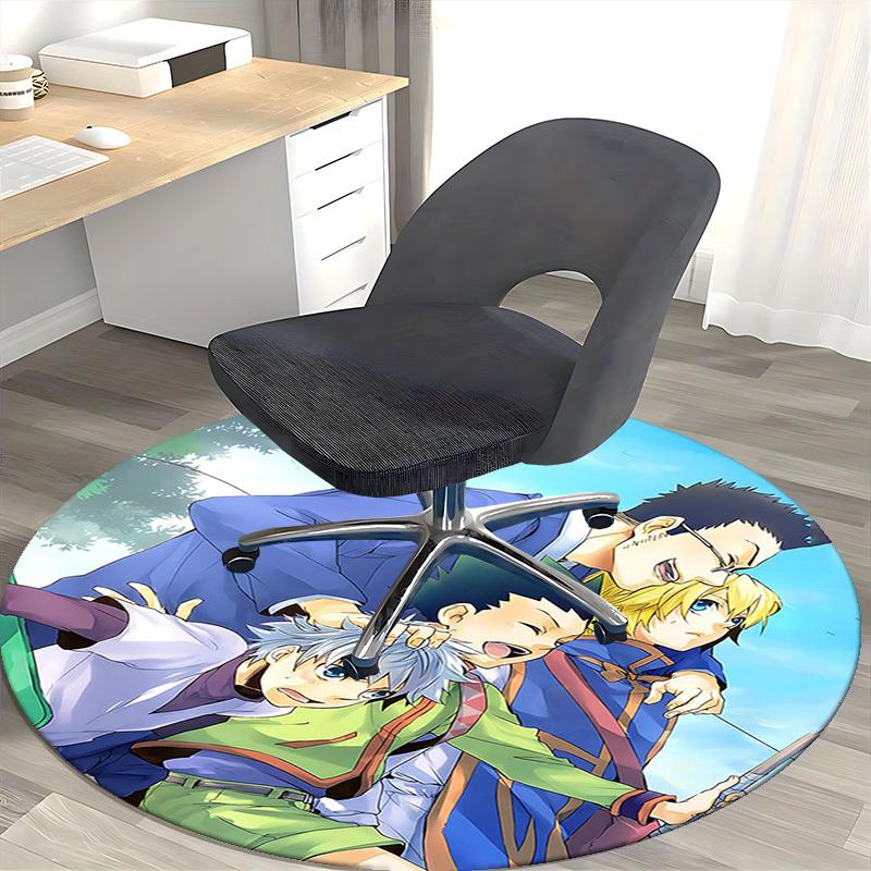 1pc Anime Cartoon Design Round Carpet - Office Chair Mat, Non-Slip Rug for Home Decor, Living Room, Bedroom, Game Room & Dormitory Decoration.W064