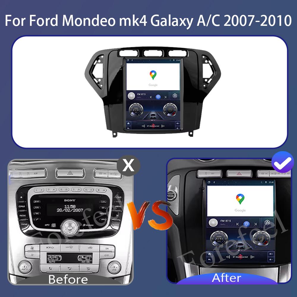 9.7 Inch Car Radio Android 14 For Ford Mondeo Mk4 Galaxy A/C 2007-2010 No 2 Din Stereo Head Unit Wireless Carplay GPS Navigation