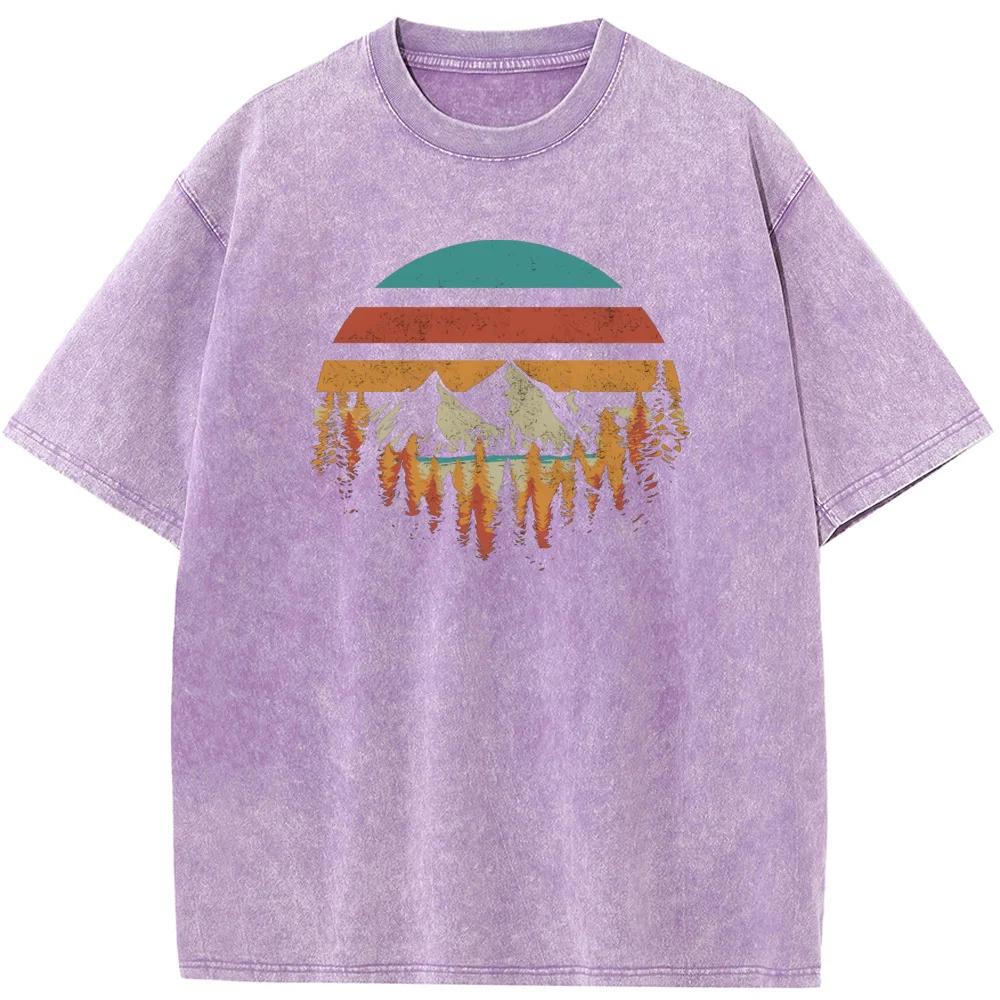 Men's Mountain Forest Deeply Wild Printed Crewneck Short-sleeve T-shirt Men Women Fashion Oversized T-shirt