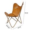 Recliner Folding Tan Brown Leather Butterfly Chair - Comfortable Arm Rest Relaxing Butterfly Chair - with Golden Powder Coated Iron Stand