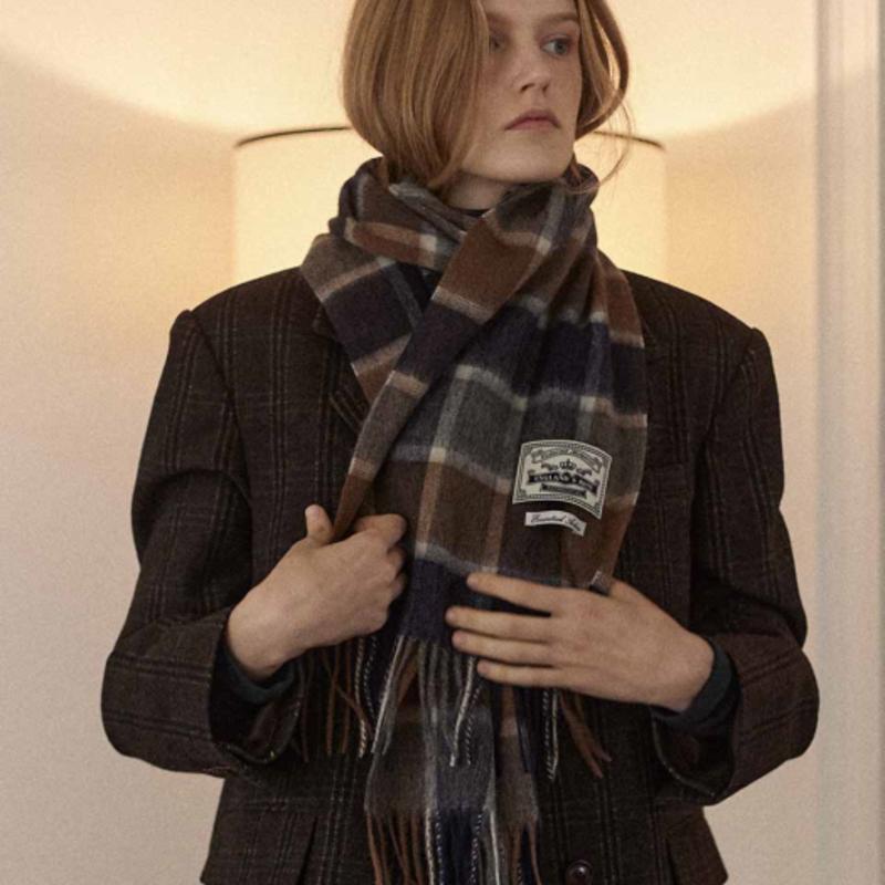 

NONLOCAL Daily check wool muffler - Navy check Navy check_FREE