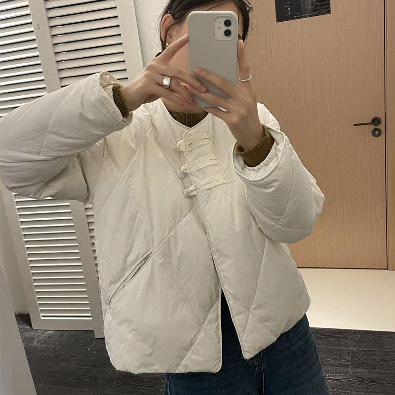 Petite Women's Lightweight Collarless Winter Down Jacket with Diamond Pattern