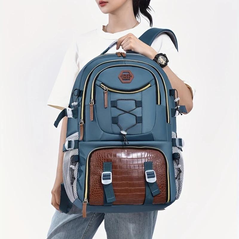 New High-value Leisure Backpack, Large Capacity Travel Mountaineering Bag, Zipper Closure, Oxford Cloth Backpacks