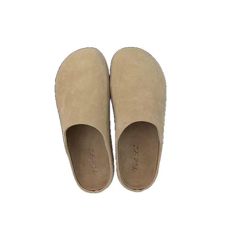 Soft leather version~ inner heightening platform Boken shoes for women's outer wear 2025 spring and summer new Mori retro baotou half slippers