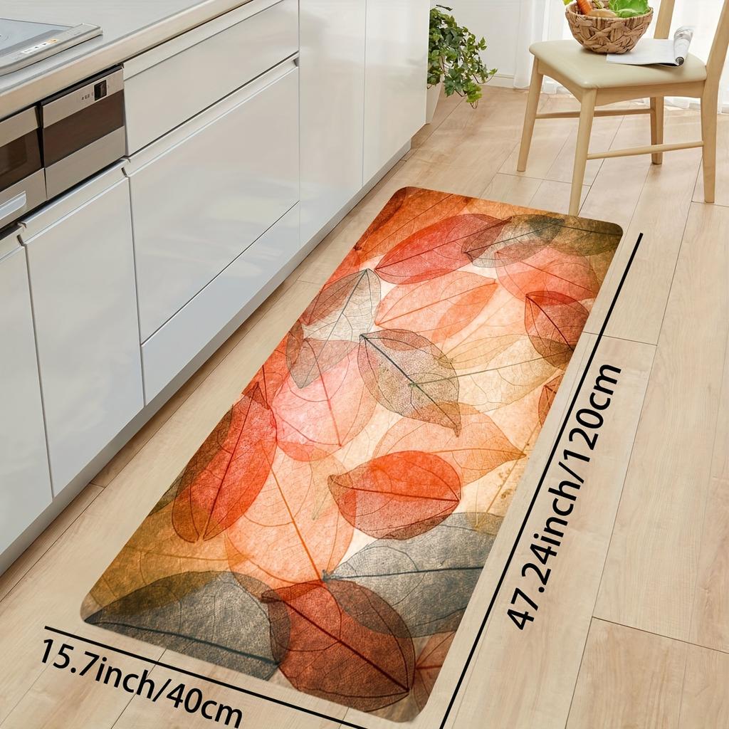 Beautiful Leaf Artistic Area Rug, Soft Non-Slip Machine Washable Floor Mat for Bathroom Kitchen Living Room Home Decor