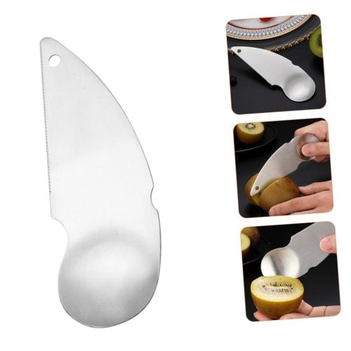 MOLUCKFU 2-Piece Kiwi Cutter Spoon, Stainless Steel Fruit Pulp Digger, Fruit Knife, Kitchen Spoon Cutter with Double-Sided Function