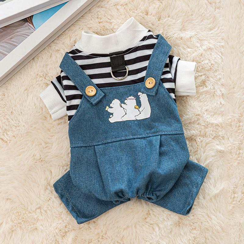 Autumn and Winter Cat Clothes Cute Animal Four-legged Clothes Traction Overalls Sweater Thin Teddy Than Bear Pet Clothes