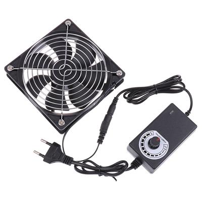 New High Performance 12CM 2700RPM Fan Cooling With Controller + 2 Metal Mesh Covers 12V BTC Machine Chassis Workstation Cabinet
